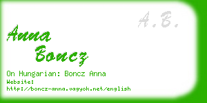 anna boncz business card